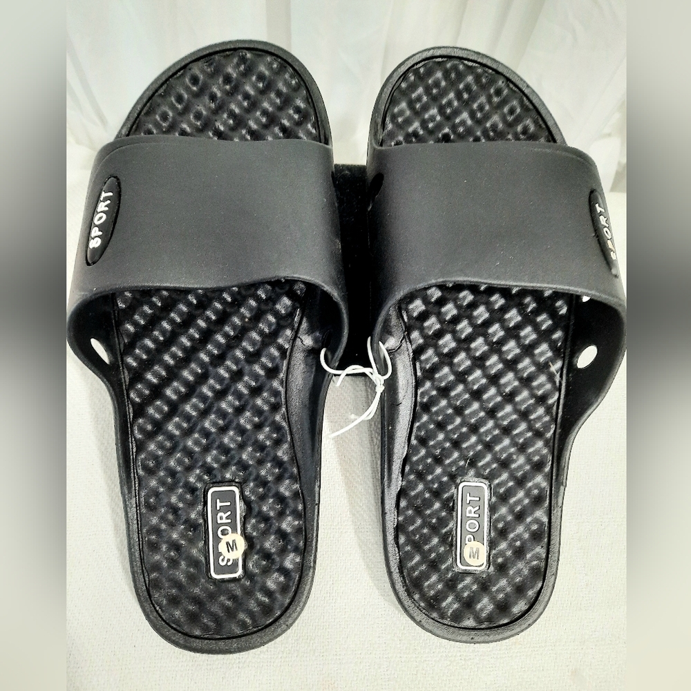 Men's Sport Sandals Flip Flops Medium Men Shoes Slip On Black New